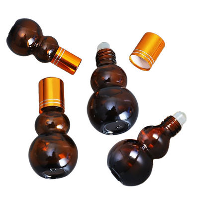 Calabash Amber Glass Odm لفة على زجاجات الزيت العطري مع كرة تدليك من الفولاذ المقاوم للصدأ